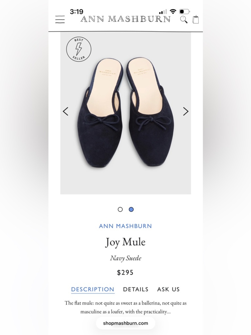 Ann Mashburn Women's Navy Suede Mules